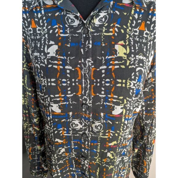 Cabi Festival Semi Sheer Funky Plaid Button Up - Small - Style 129 - Picture 2 of 10